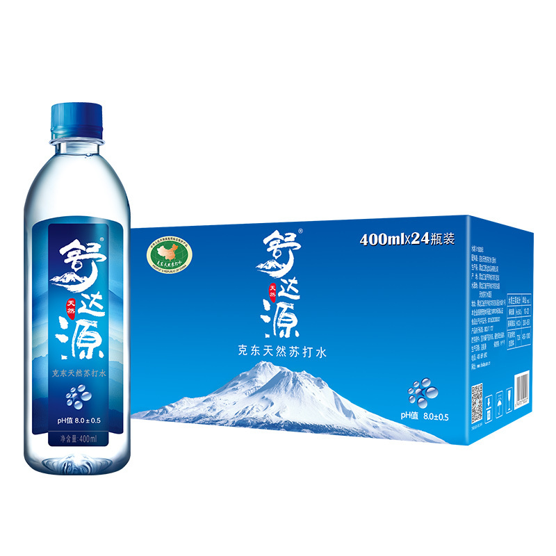 舒达源天然苏打水400ml*24瓶装 天然无气无糖弱碱性饮用水 矿泉水