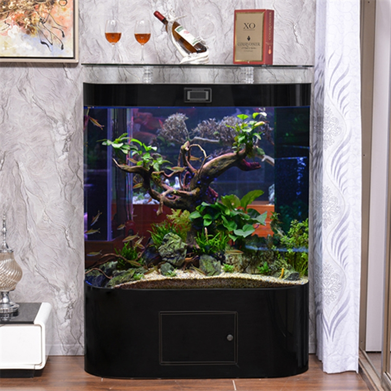 鱼缸米妮水族箱家用客厅小型玻璃免换水生态造景大型底过滤金鱼乌龟缸