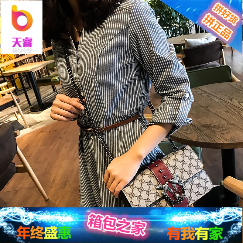 香港真皮包包女2018新款时尚链条燕子包女包手提包单肩包斜挎包