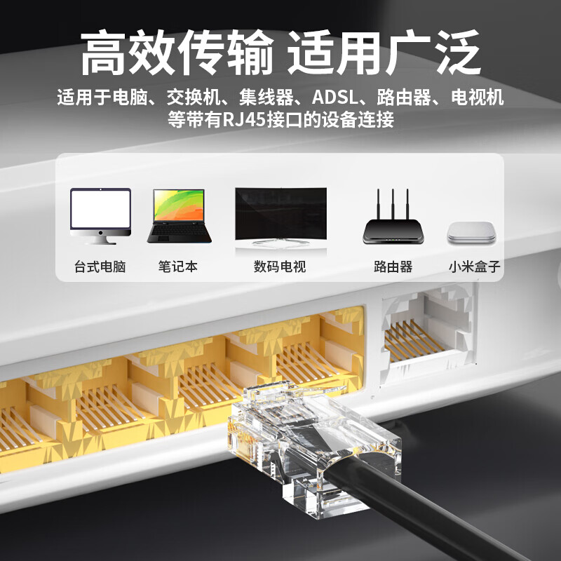 山泽 超五类网线水晶头 超5类千兆网线连头 cat5e工程RJ45电脑网络连接头 100个 AP-S50高清大图