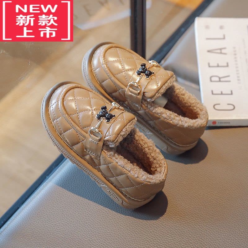 可莉允女童棉鞋2022年冬季新款加绒加厚保暖防滑雪地靴中大童公主豆豆鞋图片