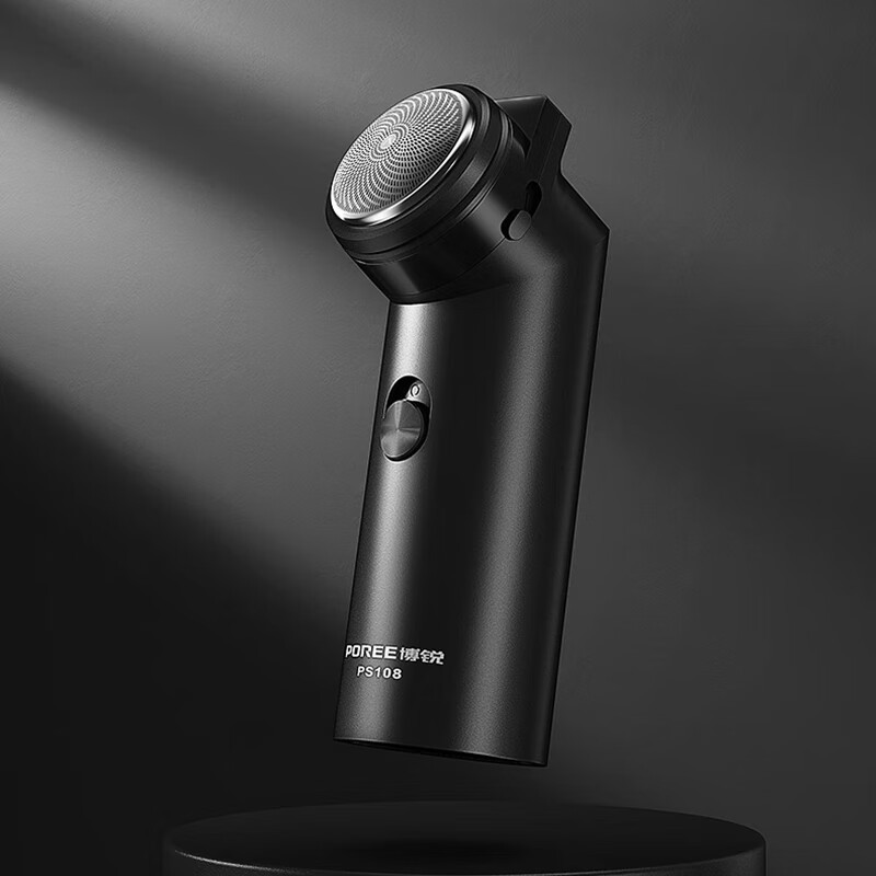 博锐(POREE)男士电动剃须刀PS108黑色充电式刮胡刀大功率单头带鬓角刀便携式便携装