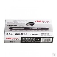 得力(deli) S34 中性笔 水笔1.0mm 12支/盒 一盒装 黑色