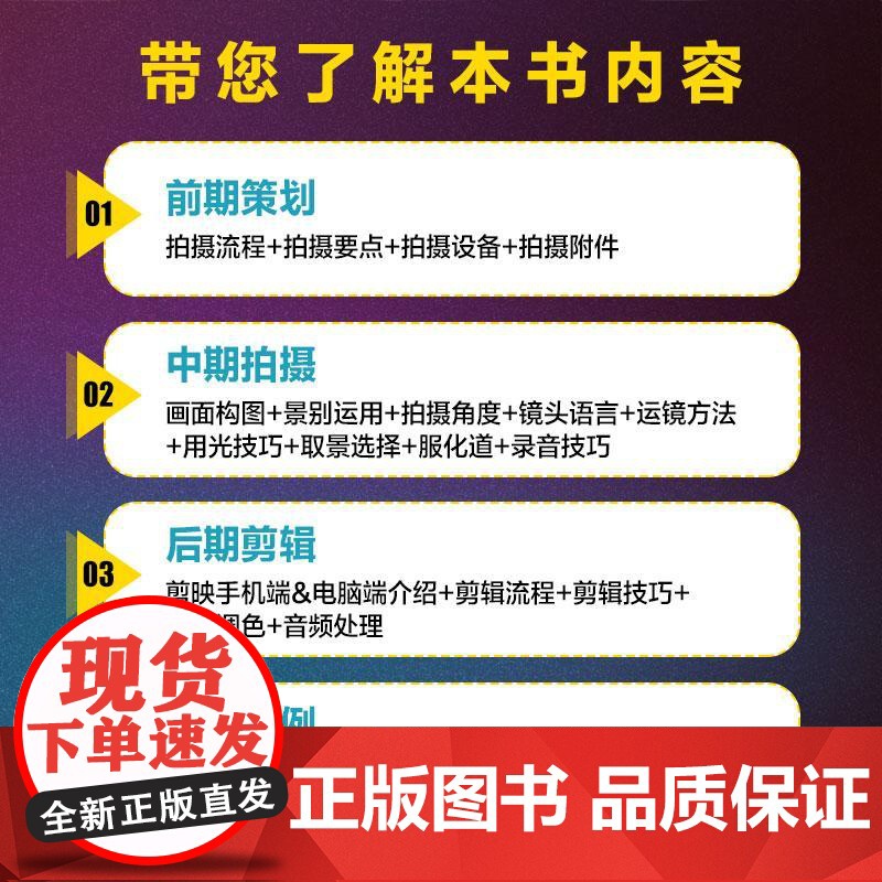 短视频制作拍摄录音从入门到精通 短视频拍摄教程书手机剪映视频教程书制作入门构图运镜转场录音技巧高清大图