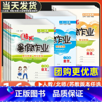 [4本]语数 暑假作业+期末试卷 小学一年级 [正版]暑假作业一二三四五六年级下册语文数学英语人教版北师苏教全套练习簿小