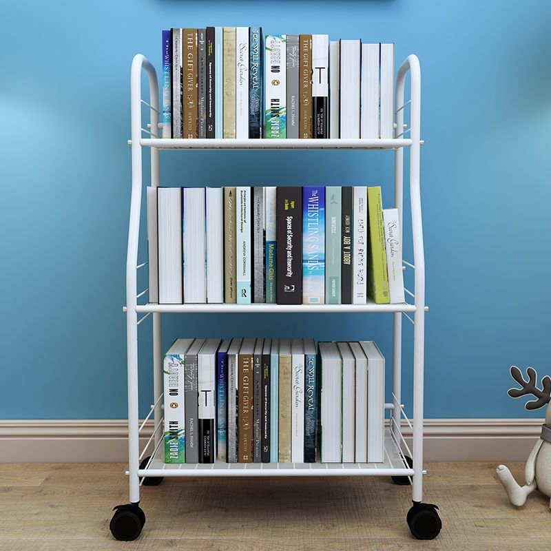 白色拍下送挂钩pp垫轮三层522680cm书架置物架卧室落地多层宜家小推车