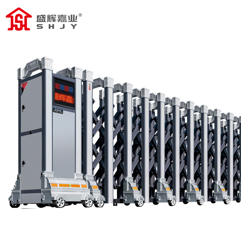 盛辉嘉业 电动伸缩门智能遥控小区单位学校加固抗风铝合金伸缩大门每米高清大图