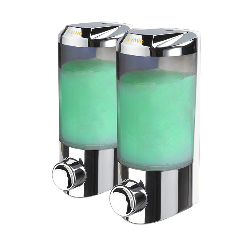 瑞沃(SVAVO)手动皂液器480ml 免打孔酒店宾馆洗手液盒 卫生间壁挂沐浴皂液盒 V9122双格480ml*2茶铬单高清大图