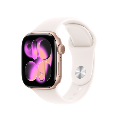 MEUP4CH/B Apple Watch S11 GPS 42毫米玫瑰金色铝金属表壳 淡桃粉色运动型表带-M/L