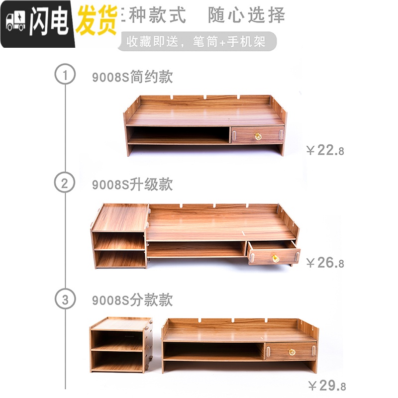 三维工匠护颈台式电脑显示器增高架子垫高底座托架办公室收纳盒桌面置物架高清大图