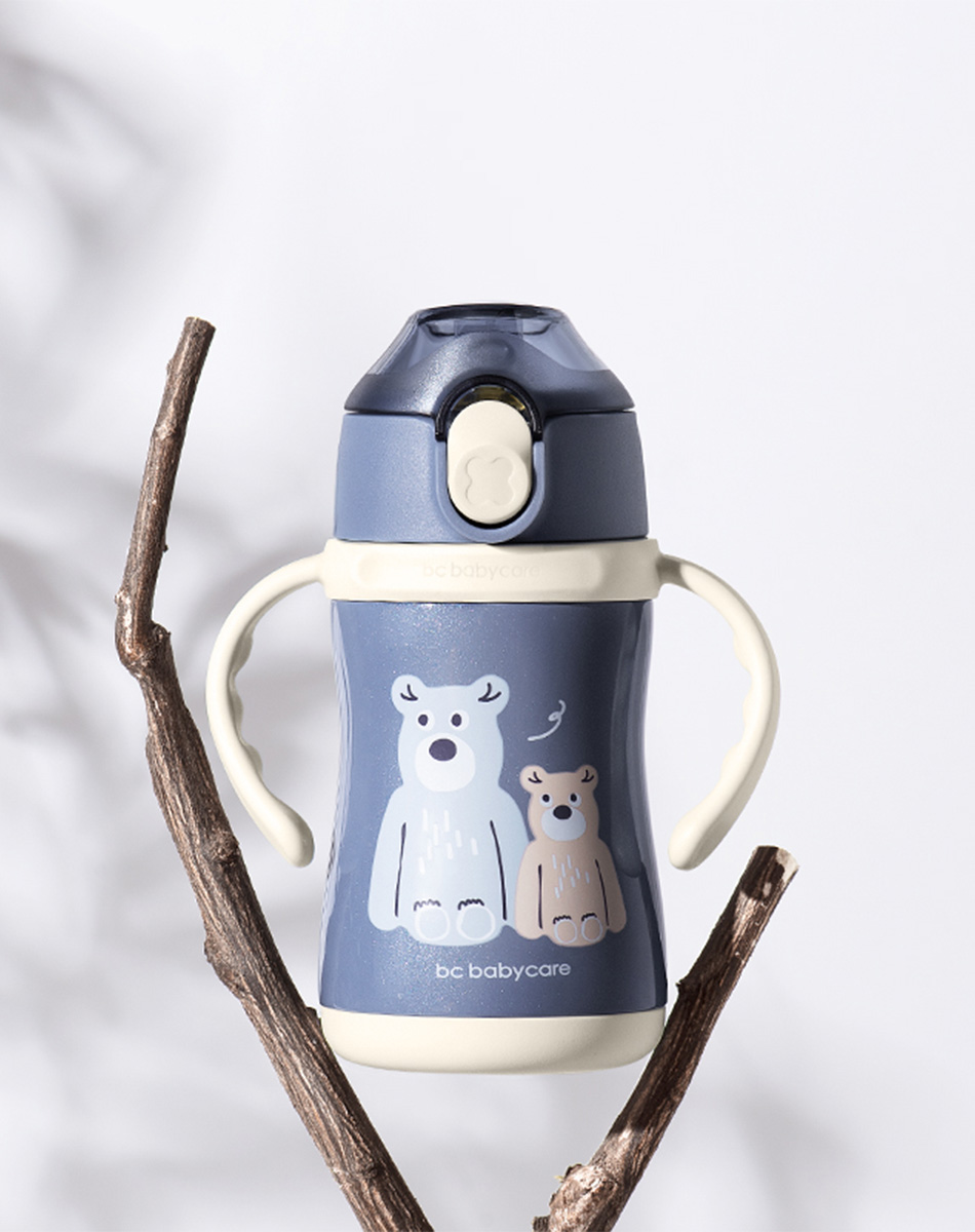 babycare儿童保温杯316婴儿宝宝学饮杯带吸管水杯防摔
