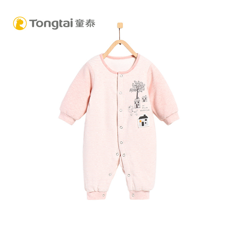 童泰TONGTAI冬季婴儿纯棉闭裆薄棉哈衣1-18月宝宝棉衣爬服婴幼儿通用73cm