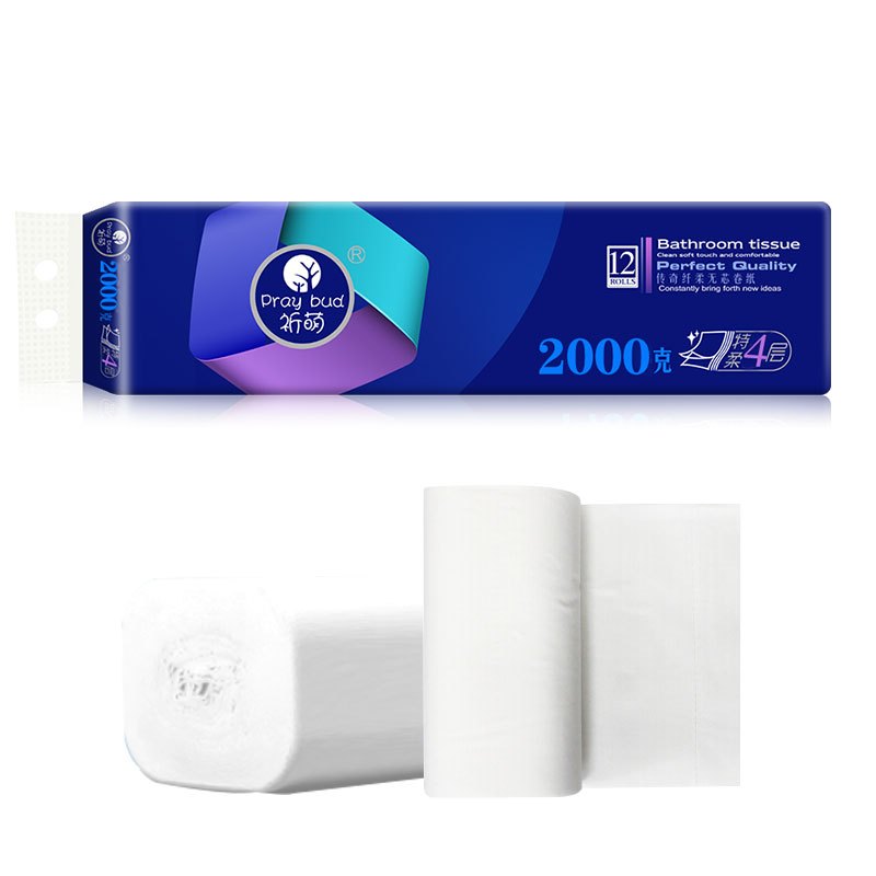 祈萌传奇纤柔无芯卷纸4层2000g/提 2提24卷整箱4000g卫生纸
