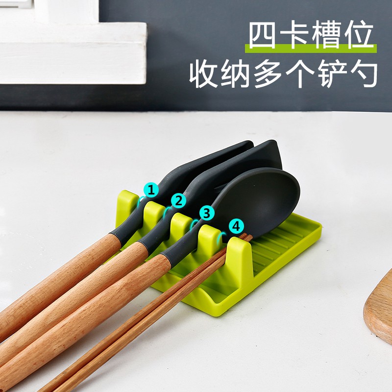 家用锅铲架厨房台面收纳锅盖架置物架多功能厨具汤勺垫筷子铲子托收纳层架 三维工匠高清大图