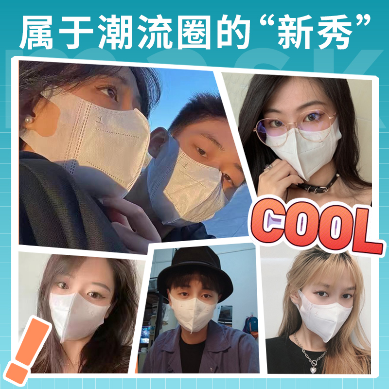 华拓医用隔离面罩网红一次性口罩2021新款时尚款3d立体医护 白色成人学生专用[均码][30只非独立装]三层防护透气