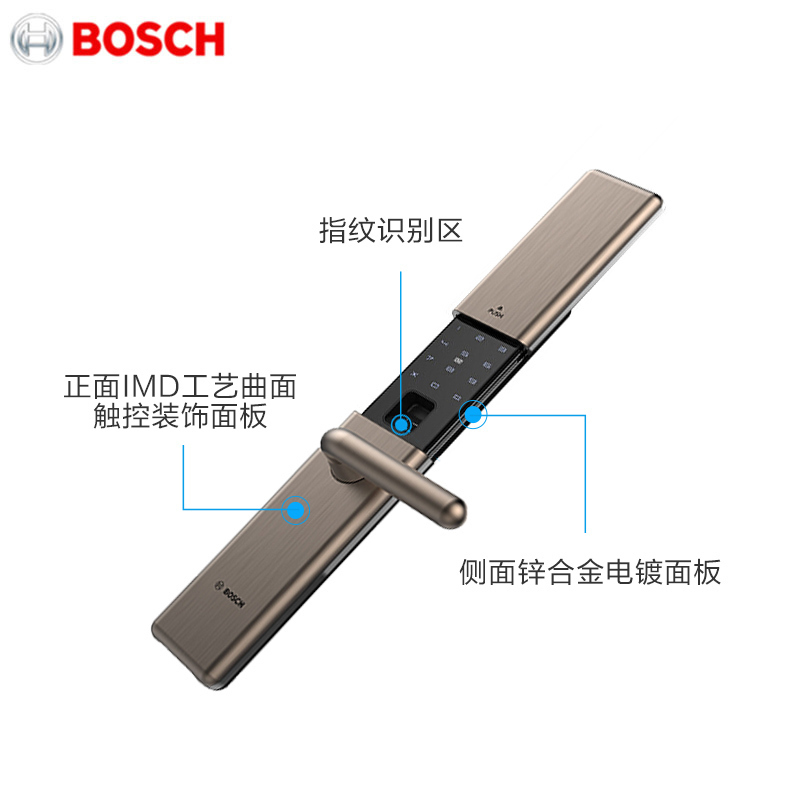 博世(BOSCH)指纹锁 智能锁家用防盗门密码磁卡锁 自动滑盖智能门锁 ID80琥珀金