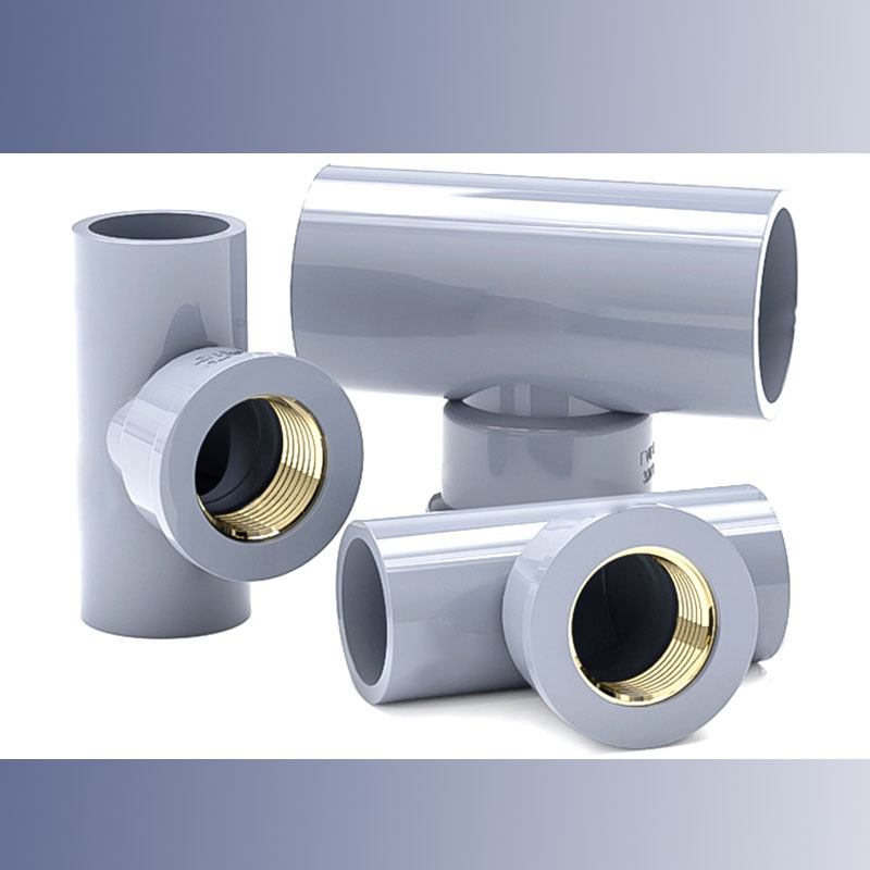 汇特益6分内牙pvc入铜三通上水给水管铜内丝内牙铜内螺纹灰色内径32mm