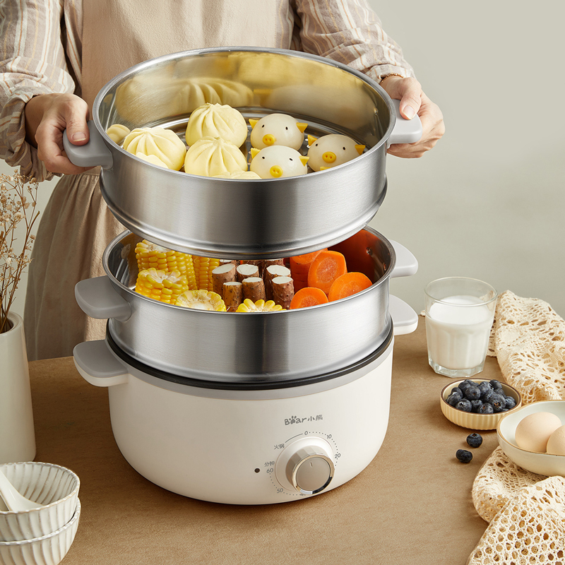 小熊bear电蒸锅蒸锅电多功能家用蒸包子锅量层大容量13l定时防干烧
