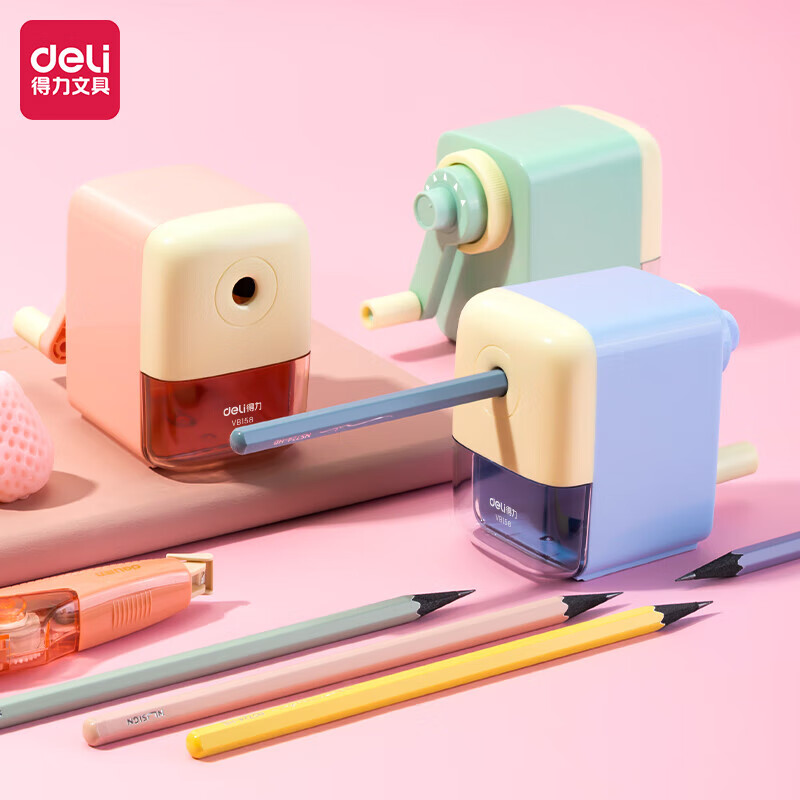 得力(deli)手摇手动削铅笔器卷笔刀削笔器 居家学习用品 [五档可调]天空蓝 VB158高清大图