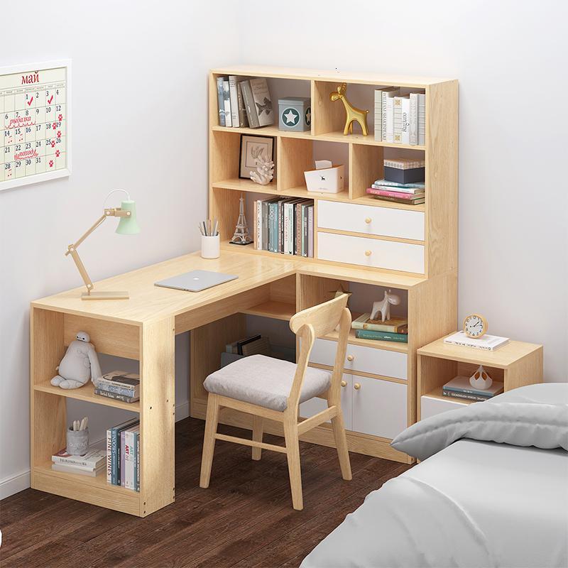 书桌转角右柜电脑柜组合书桌女孩卧室桌椅套装拐角一体桌子色定制