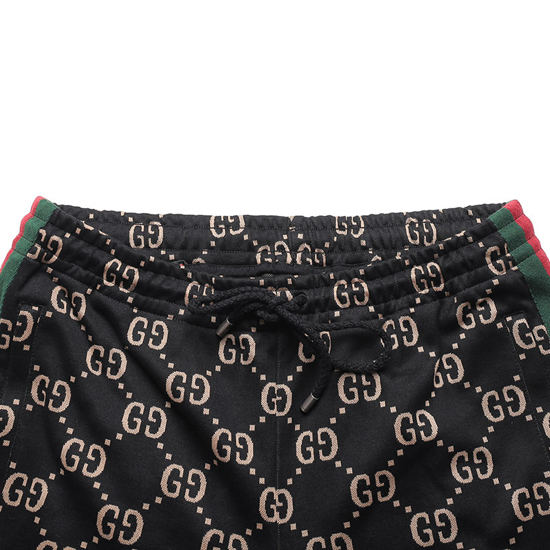 gucci古驰男士棉质红绿条纹织带运动休闲裤长裤卫裤695976xjeei