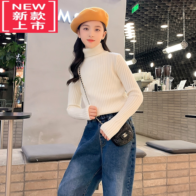可莉允女童高领毛衣秋冬2022新款女大童洋气童装秋装儿童打底针织衫上衣
