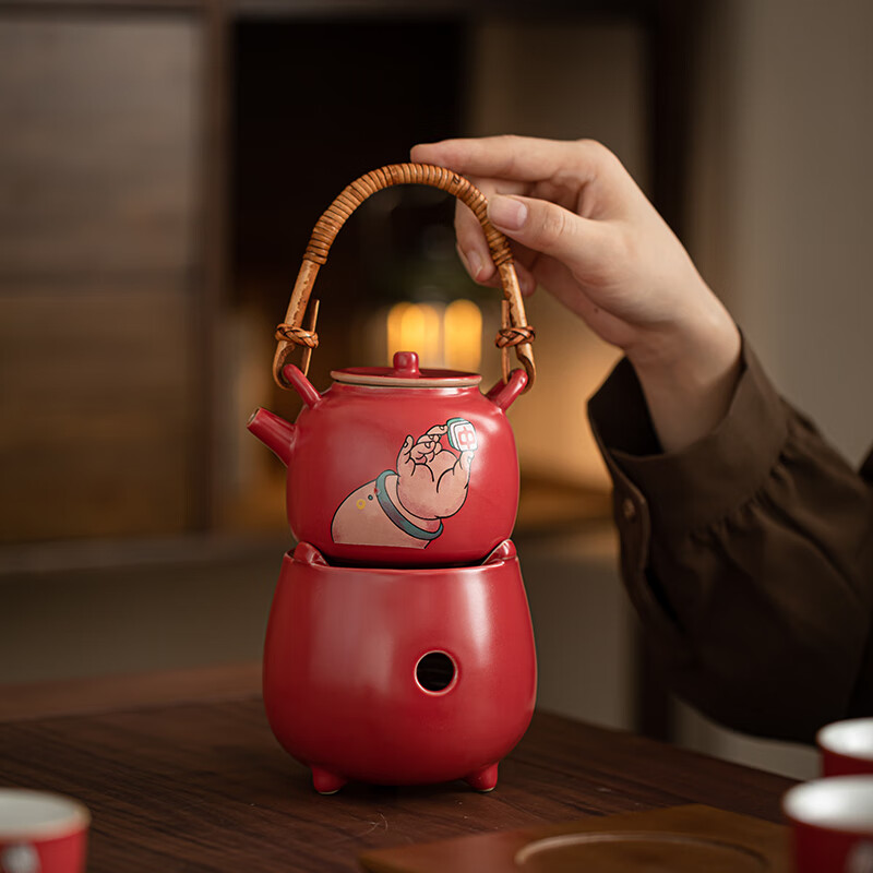苏氏陶瓷/SUSHI CERAMICS J1115 走进故宫恭喜发财提梁温茶小套装 (单位:套)高清大图