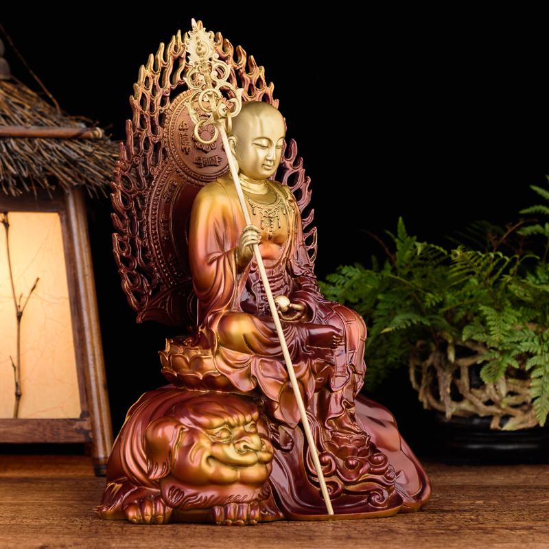 美帮汇地藏菩萨 地藏佛像铜火焰坐谛听地藏菩萨像摆件高清大图