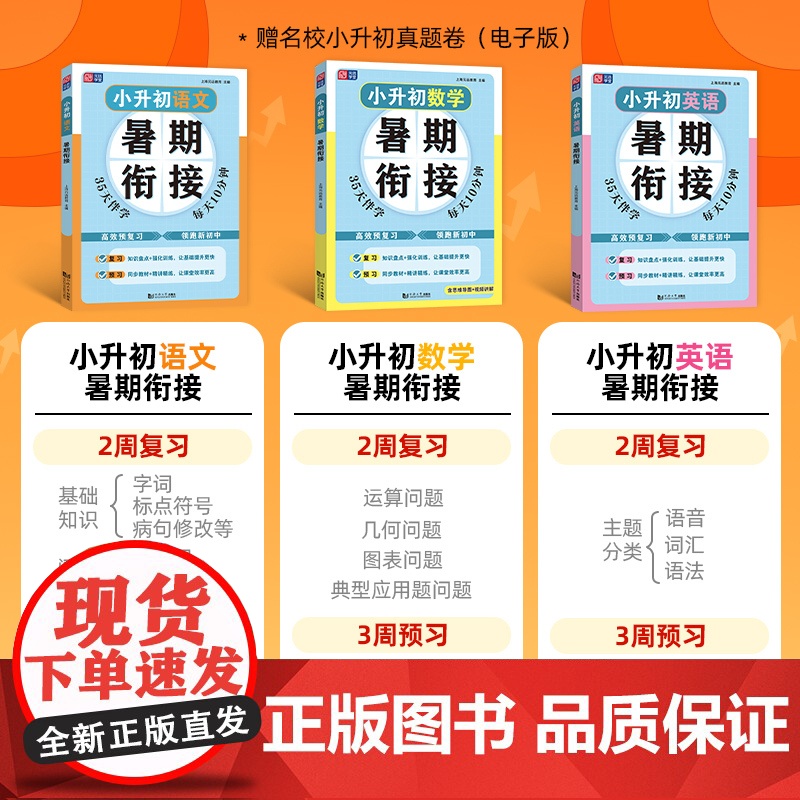 元远学堂小升初暑假衔接语文数学英语 五六年级小升初真题卷同步基础知识梳理阅读技巧掌握总复习小升初分班冲刺同济大学出版社高清大图