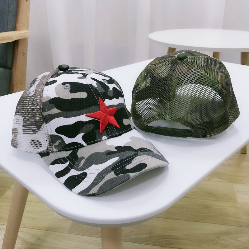 喻娄儿童迷彩帽男童军帽夏天遮阳太阳网帽透气小童棒球帽宝宝鸭舌帽子