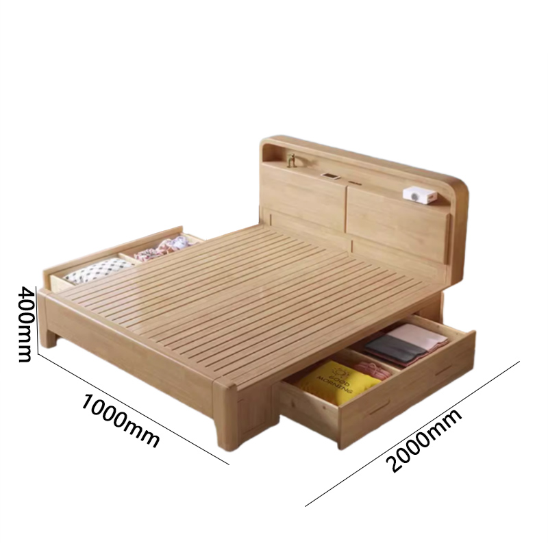 圣德列实木床带灯硬靠床TM-909# 1000*400*2000mm高清大图