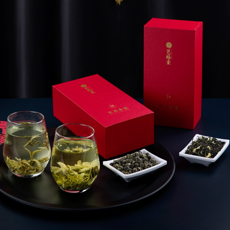 艺福堂茶叶茉莉花茶特级浓香型茉莉龙珠飘雪端午茶叶礼盒心香随年货送礼礼盒装
