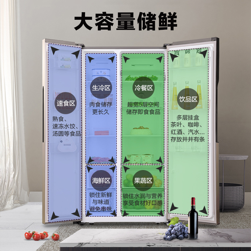 容声(Ronshen)589升 对开门电冰箱 双开门矢量双变频 大容量风冷无霜节能36db低噪