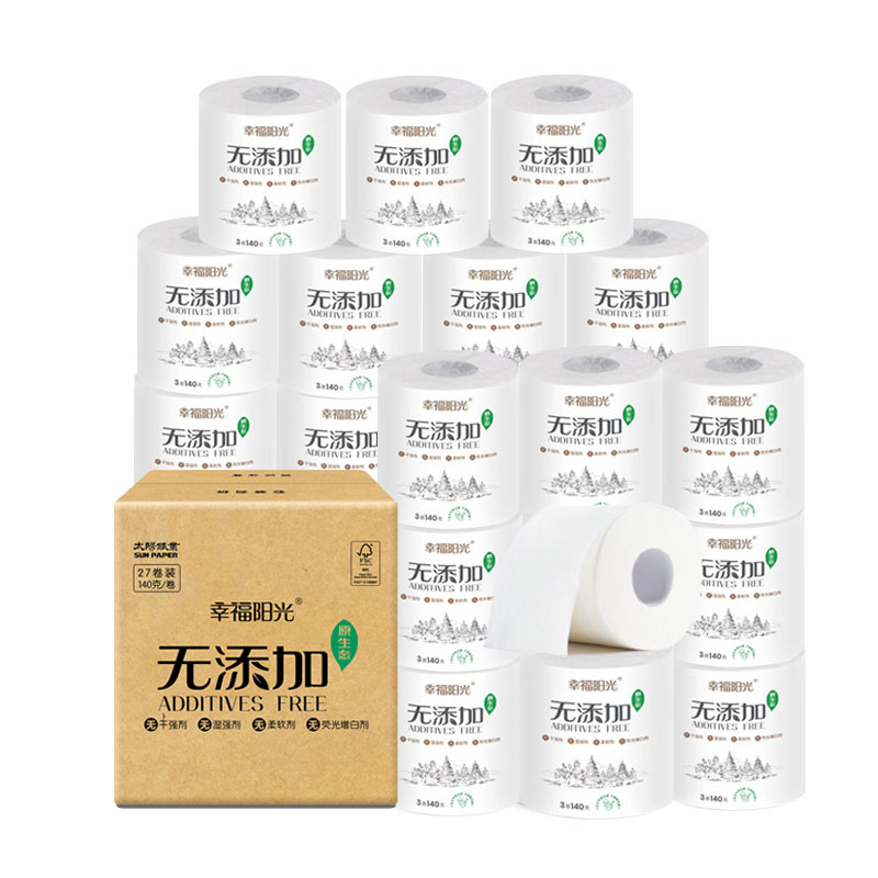 幸福阳光 有芯卷纸 三层 140克*27卷 卫生纸(整箱销售)