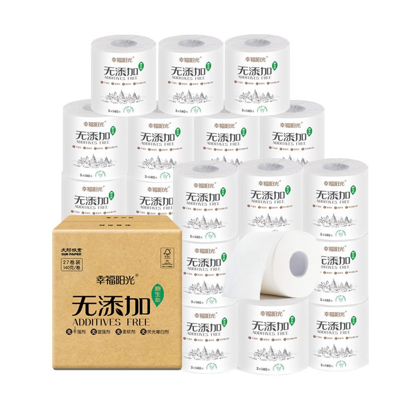 幸福阳光 有芯卷纸 三层 140克*27卷 卫生纸(整箱销售)