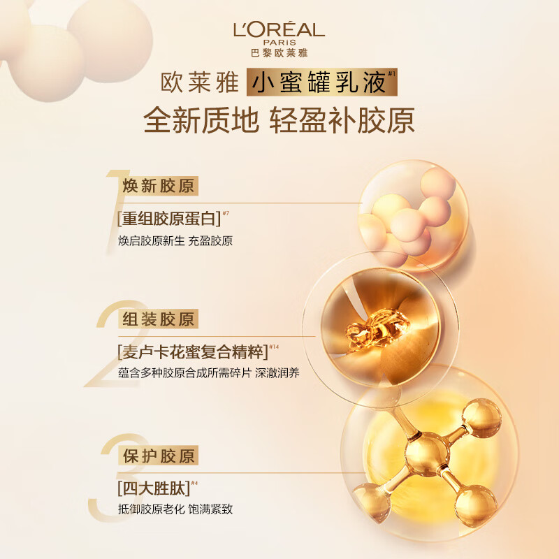 欧莱雅金致臻颜花蜜胶原乳液110ml高清大图