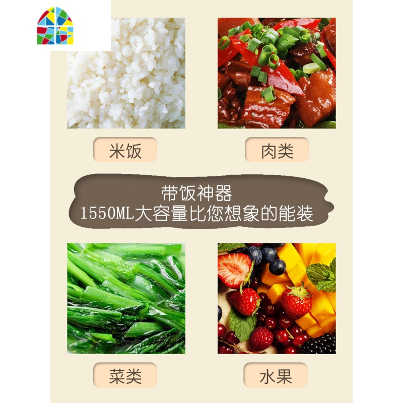分隔型学生饭盒上班族可微波炉加热餐盒套装大容量手提双层便当盒 FENGHOU 双层饭盒+火烈鸟包包[蓝色]