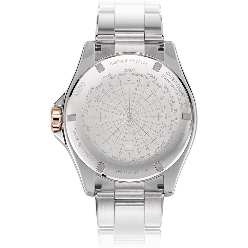 Mido男士自动潜水表mm黑盘设计双时区GMT功能耐磨陶瓷表圈高清大图