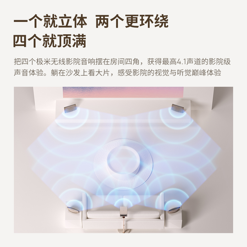 极米XGIMI SOUND极米影院无线音响 2 (两只装)无线WIFI音响 蓝牙音响 1-4个自由组合 极米SOUND高清大图