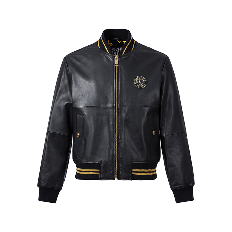 范思哲 versace jeans couture 男士短款夹棉夹克皮衣外套74gavp07 cp