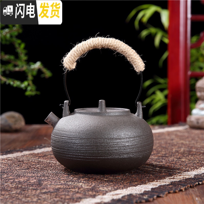 三维工匠家用泡茶陶瓷电陶炉明火烧水壶陶壶提梁茶壶煮茶器大容量大号复古 陶壶-侧把壶(500)小号茶具高清大图