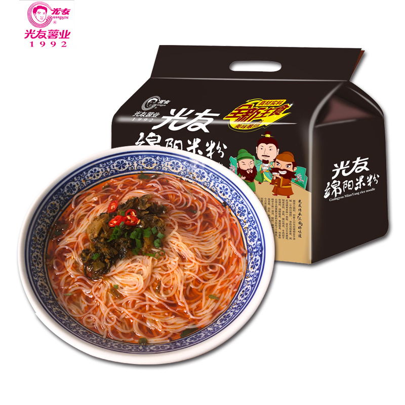 光友 绵阳米粉四连包 135克*4袋 /包 袋装牛肉味米粉 非油炸方便酸辣粉丝面 四川特产小吃