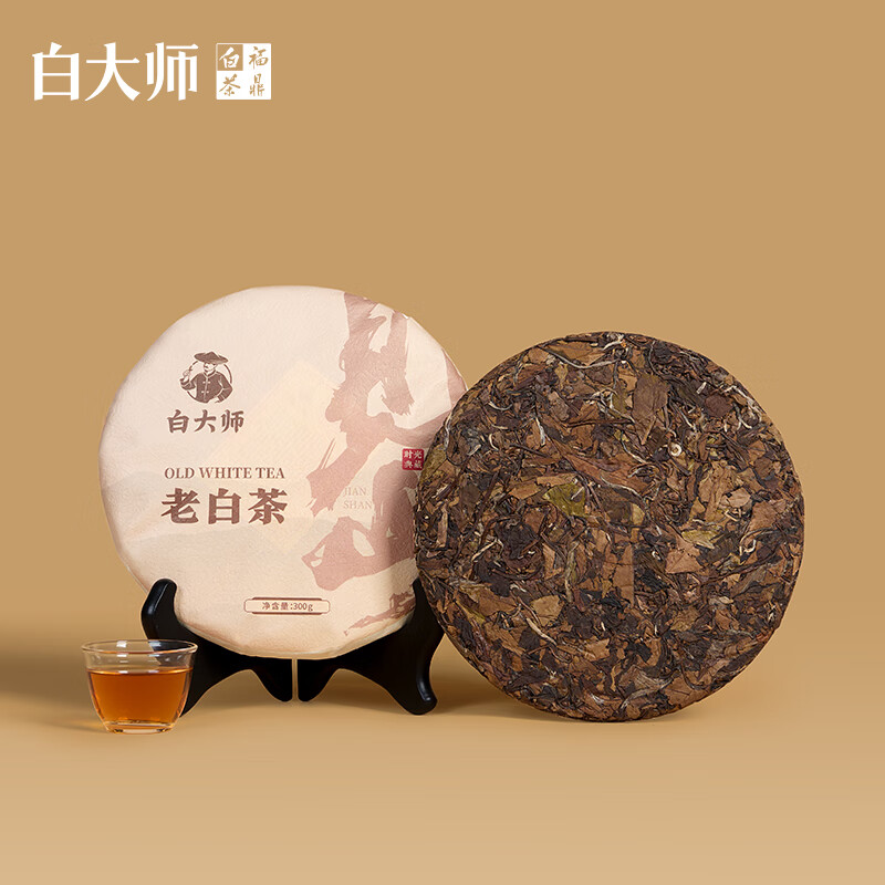 白大师 茶叶白茶2020年一级寿眉茶饼福鼎白茶相框茶礼盒装300g高清大图