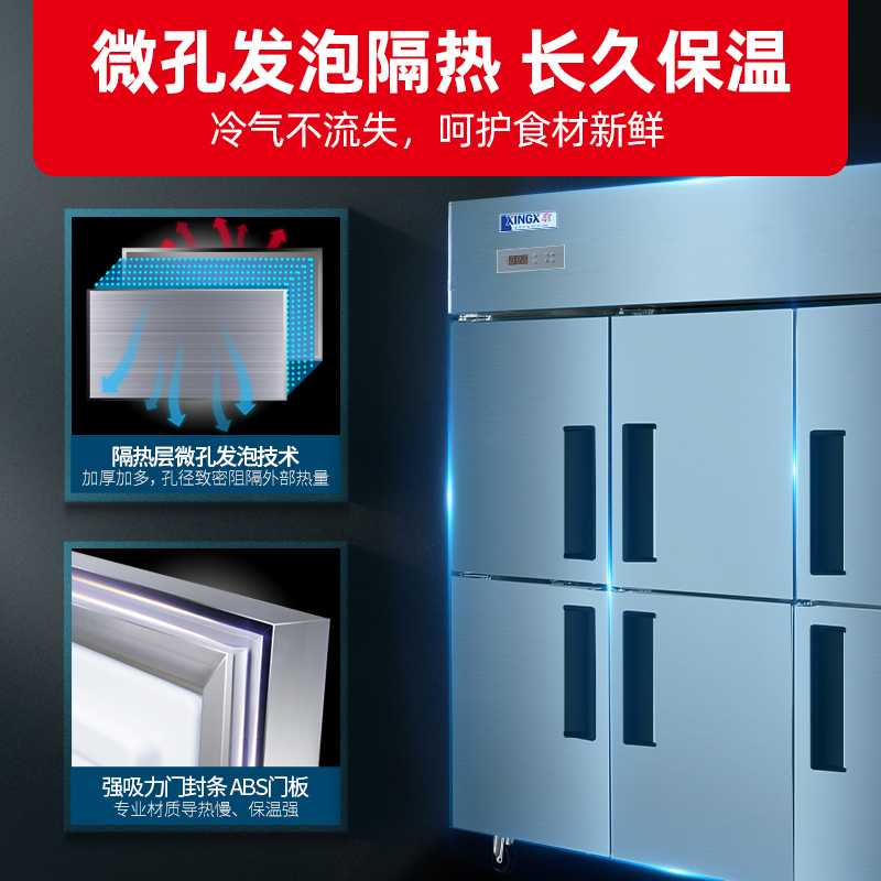 星星(XINGX)1202升商用冷柜立式不锈钢厨房冷柜双温纯铜餐饮酒店展示柜门冰箱 纯铜六门双温款 BCD-1300TE高清大图