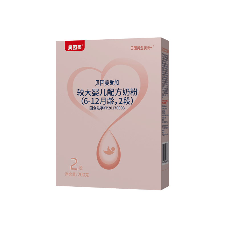 贝因美(Beingmate)爱加较大婴儿配方奶粉,6-12个月适用,2段,200g 盒装图片