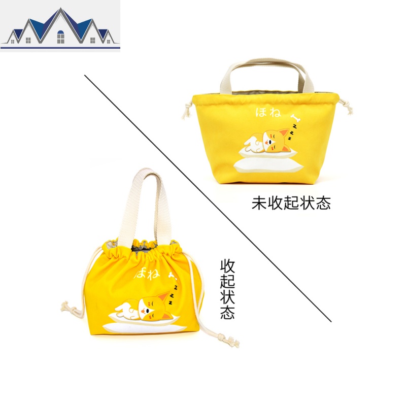 午餐上班带饭手提加厚保温女饭盒包妈咪手拎帆布可爱卡当袋包 三维工匠收纳包高清大图