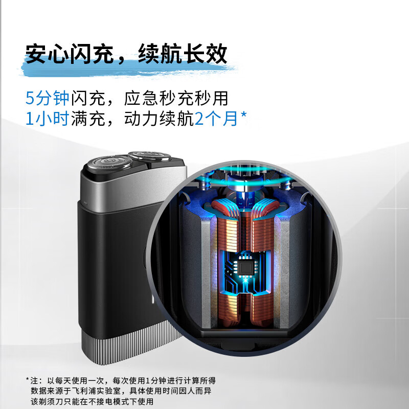 飞利浦(PHILIPS)PQ889/06 剃须刀电动黑锋刃剃胡刀全身水洗1小时快充[苍岭绿]高清大图