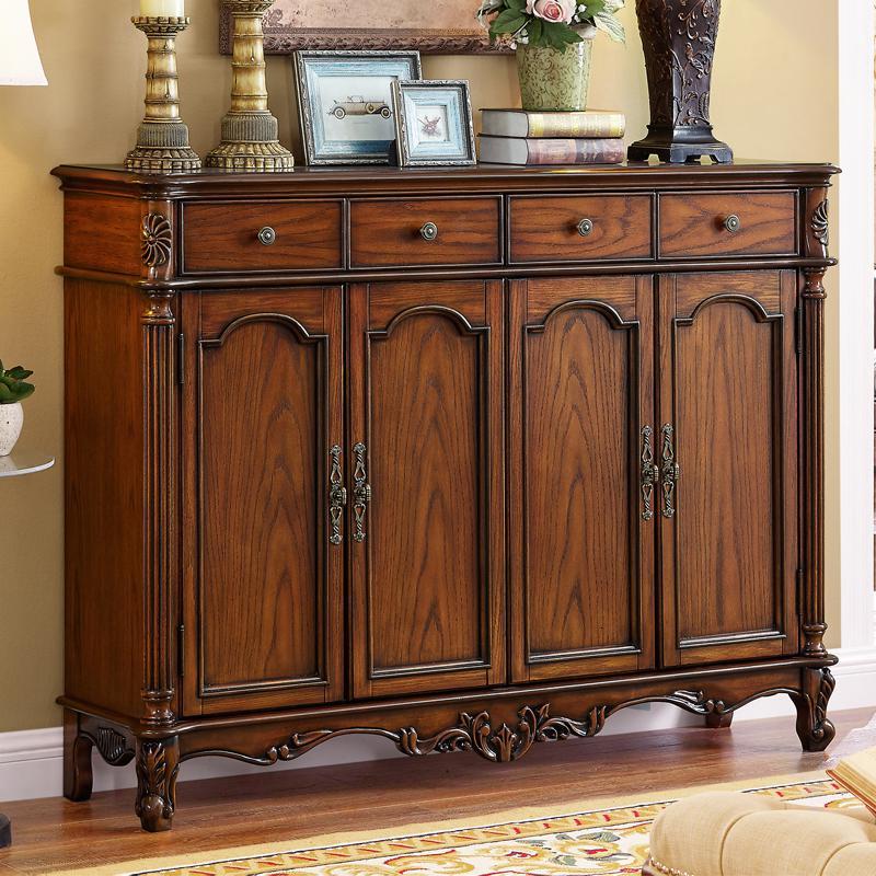 美式乡村实木鞋柜欧式复古玄关柜厅口收纳储物柜大容量