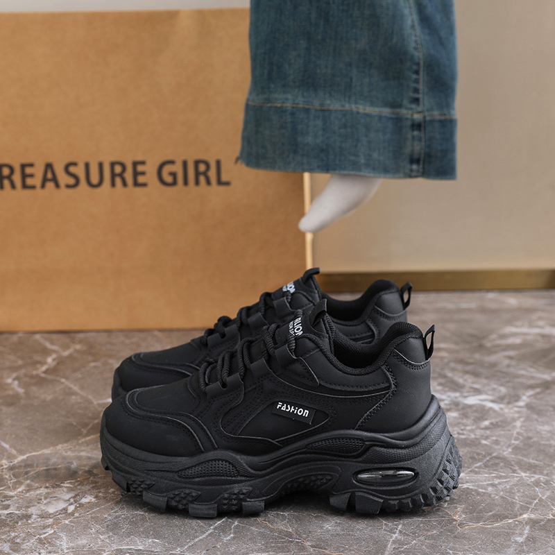 La Chessiers老爹鞋女鞋春秋新款网面透气厚底百搭低帮鞋休闲运动休闲鞋高清大图