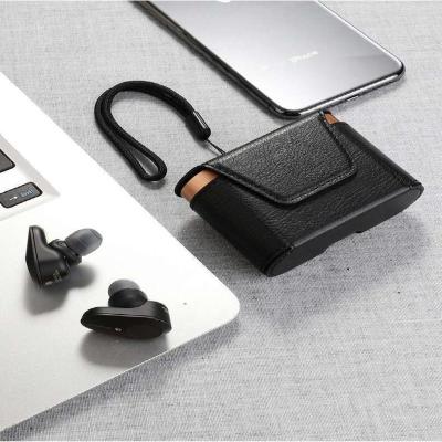 WF1000XM3磁扣皮质套 黑色 &适用于索尼WF-1000XM3蓝牙耳机保护套 降噪豆3皮质便携壳收纳包